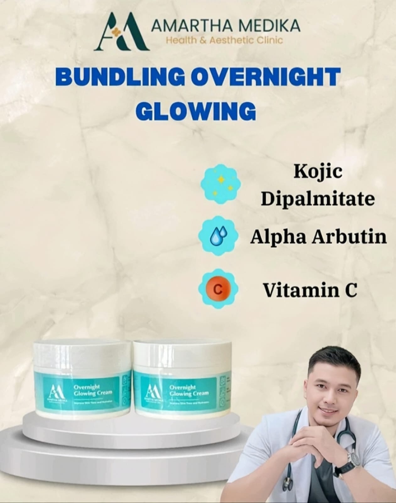 Produk Skincare Bundling Overnight Glowing dari Amartha Medika